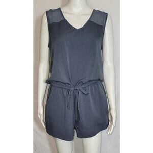 Banana Republic Silky Gray Romper Size 4 sheer accents